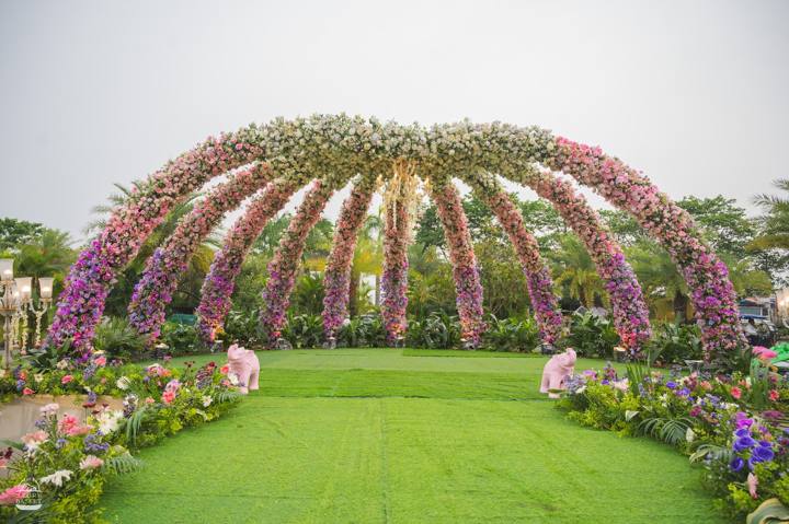 Floral dome stage at Hotel Mechi Crown