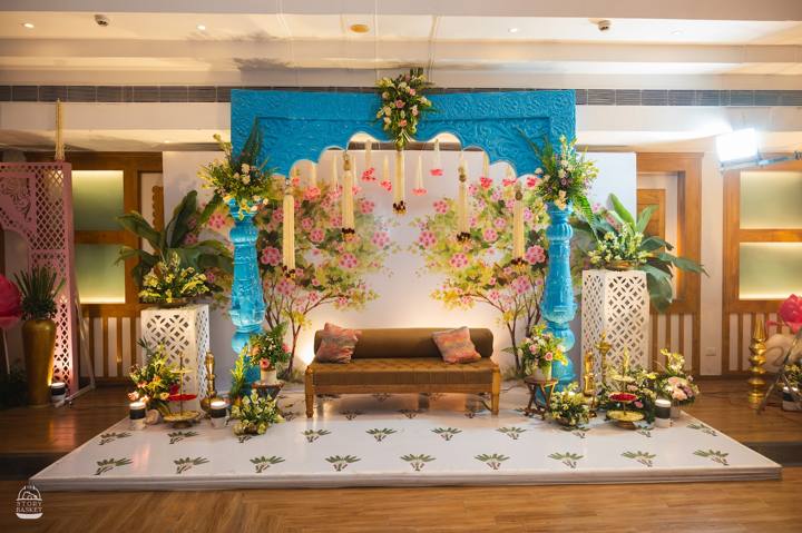 Blue and gold stage
