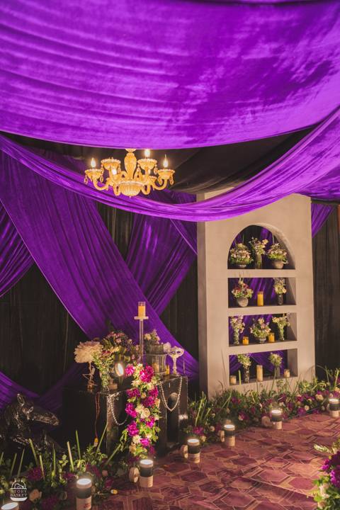 Purple draped arches